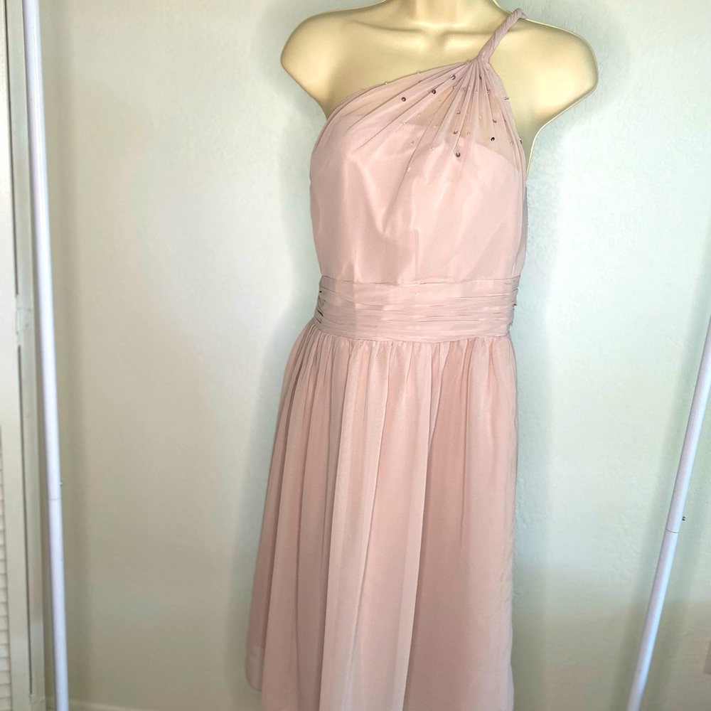 Alfred Angelo NWT One Shoulder Pink Chiffon Dress.